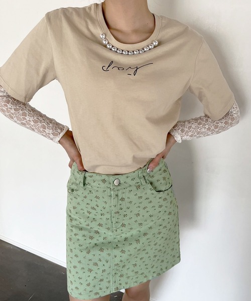 Jewelobe（ジュエローブ）の「コバナツイルミニスカート（スカート・レディース・グリーン/ベージュ/ホワイト・S/M）」の14枚目の写真