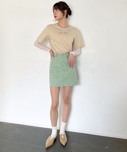 Jewelobe（ジュエローブ）の「コバナツイルミニスカート（スカート・レディース・グリーン/ベージュ/ホワイト・S/M）」の7枚目の写真