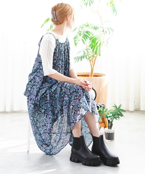 attagirl（アタガール）の「晴雨兼用 厚底サイドゴアレインブーツ（レインシューズ・レディース・ブラック/ベージュ・S/M/L/LL/3L）」の13枚目の写真