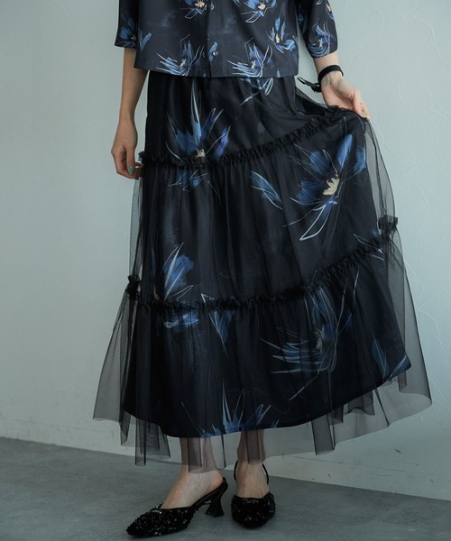 HARE(ハレ)の「アートフラワーレイヤードスカート(HARE)(スカート・レディース・ライトグレー系/ブラック・FREE)」の16枚目の写真