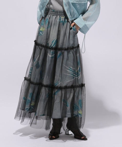 HARE(ハレ)の「アートフラワーレイヤードスカート(HARE)(スカート・レディース・ライトグレー系/ブラック・FREE)」の12枚目の写真