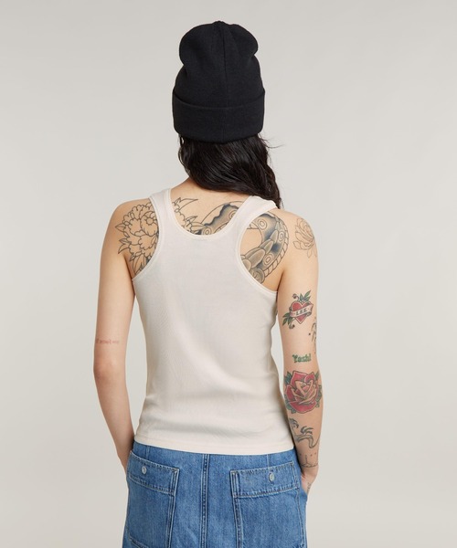 G-STAR（ジースター）の「RACERBACK RIBBED SLIM TANK TOP/リブスリムタンクトップ（タンクトップ・レディース・オフホワイト/グレー系その他・X-SMALL/SMALL/MEDIUM）」の4枚目の写真