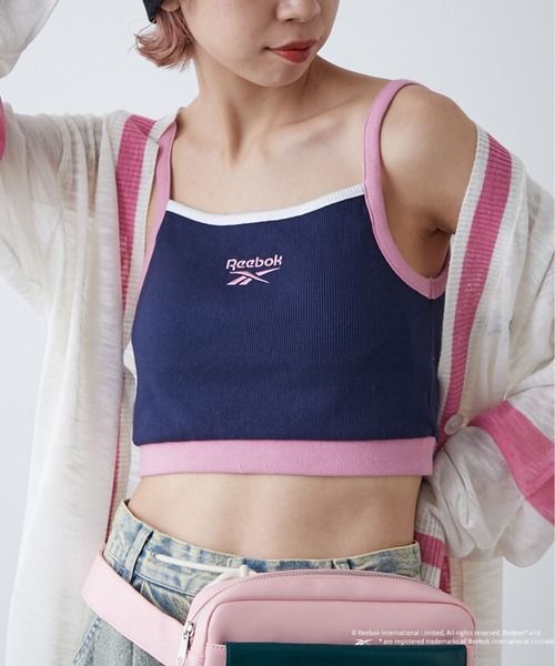 Reebok(リーボック)の「【Reebok/リーボック】別注配色ショートリブキャミソール(キャミソール・レディース・ホワイト/グリーン/ネイビー・MEDIUM)」の3枚目の写真