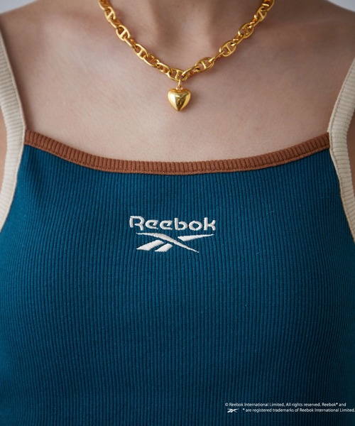 Reebok(リーボック)の「【Reebok/リーボック】別注配色ショートリブキャミソール(キャミソール・レディース・ホワイト/グリーン/ネイビー・MEDIUM)」の5枚目の写真