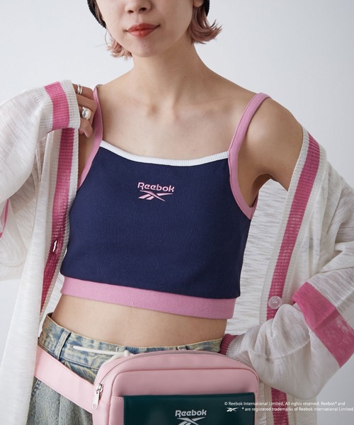 Reebok(リーボック)の「【Reebok/リーボック】別注配色ショートリブキャミソール(キャミソール・レディース・ホワイト/グリーン/ネイビー・MEDIUM)」の8枚目の写真