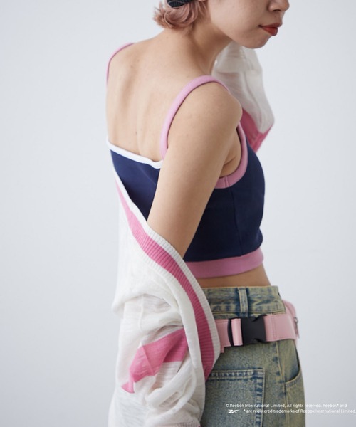 Reebok(リーボック)の「【Reebok/リーボック】別注配色ショートリブキャミソール(キャミソール・レディース・ホワイト/グリーン/ネイビー・MEDIUM)」の9枚目の写真
