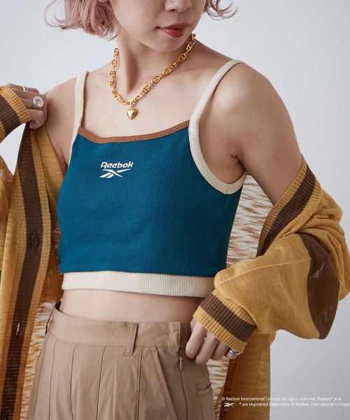 Reebok(リーボック)の「【Reebok/リーボック】別注配色ショートリブキャミソール(キャミソール・レディース・ホワイト/グリーン/ネイビー・MEDIUM)」の22枚目の写真