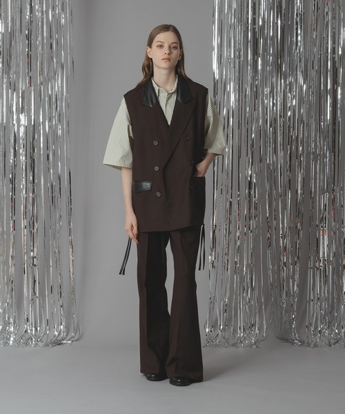 SELLE GLANT（セレグランテ）の「SEMI-FLARED TUCK WIDE PANTS/セミフレアタックワイドパンツ（スラックス・メンズ・ブラック/ダークブラウン・SMALL/MEDIUM/LARGE）」の10枚目の写真
