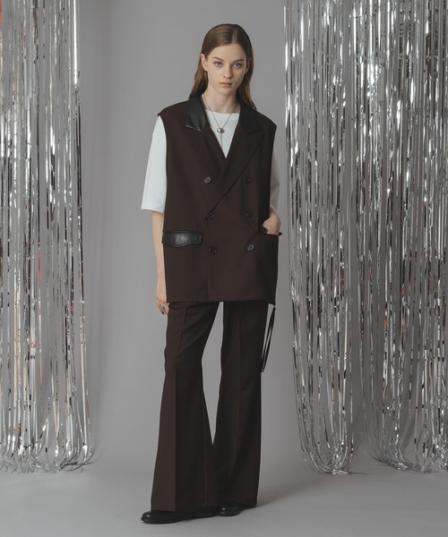 SELLE GLANT（セレグランテ）の「SEMI-FLARED TUCK WIDE PANTS/セミフレアタックワイドパンツ（スラックス・メンズ・ブラック/ダークブラウン・SMALL/MEDIUM/LARGE）」の4枚目の写真