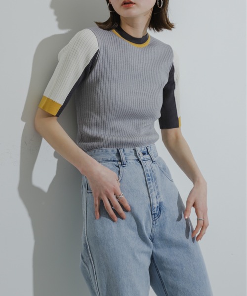 SENSE OF PLACE by URBAN RESEARCH(センスオブプレイスバイアーバンリサーチ)の「カラーブロッキングコンパクトセーター(ニット/セーター・レディース・ホワイト系その他/ブラック系その他/グレー系その他/グリーン系その他・ONE)」の10枚目の写真