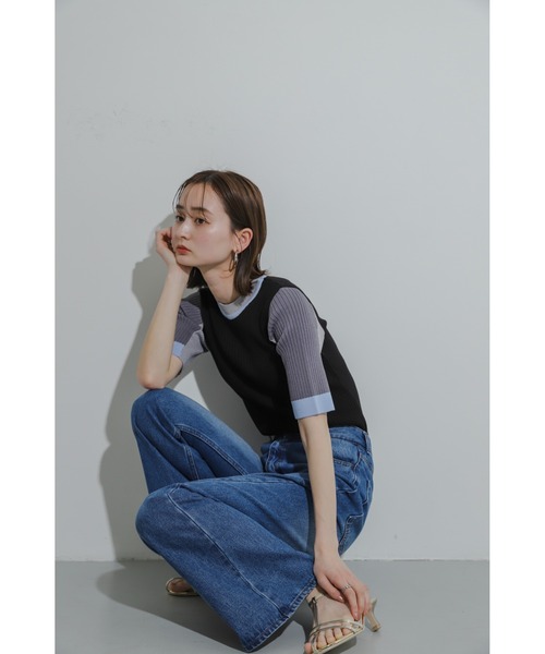 SENSE OF PLACE by URBAN RESEARCH(センスオブプレイスバイアーバンリサーチ)の「カラーブロッキングコンパクトセーター(ニット/セーター・レディース・ホワイト系その他/ブラック系その他/グレー系その他/グリーン系その他・ONE)」の18枚目の写真