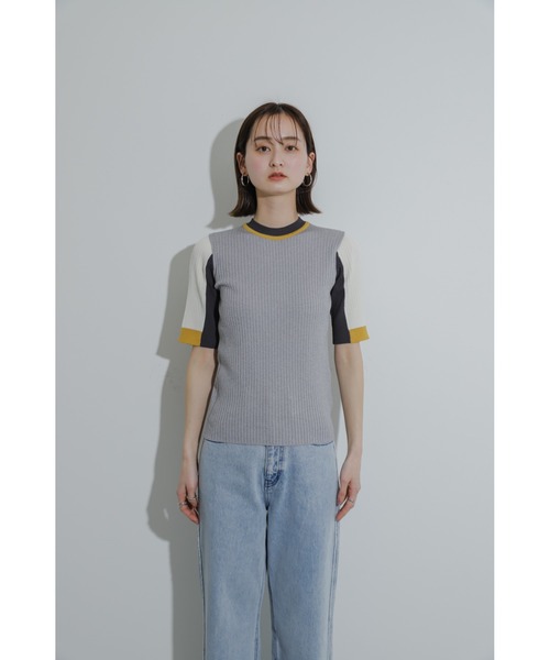 SENSE OF PLACE by URBAN RESEARCH(センスオブプレイスバイアーバンリサーチ)の「カラーブロッキングコンパクトセーター(ニット/セーター・レディース・ホワイト系その他/ブラック系その他/グレー系その他/グリーン系その他・ONE)」の5枚目の写真