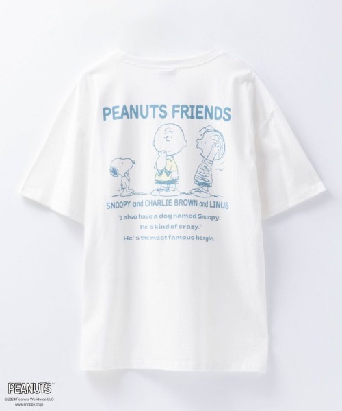 PEANUTS（ピーナッツ）の「【綿100%】PEANUTS スヌーピー スリット入りTシャツ（Tシャツ/カットソー・レディース・ホワイト/チャコールグレー/ブルー/クリーム・フリー）」の6枚目の写真