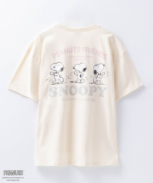 PEANUTS（ピーナッツ）の「【綿100%】PEANUTS スヌーピー スリット入りTシャツ（Tシャツ/カットソー・レディース・ホワイト/チャコールグレー/ブルー/クリーム・フリー）」の10枚目の写真