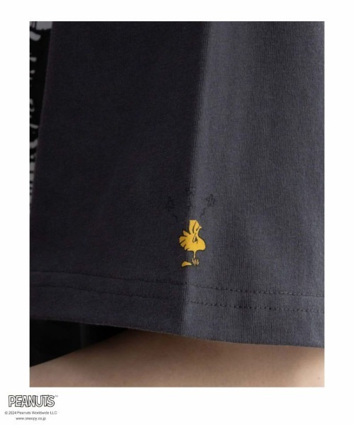 PEANUTS（ピーナッツ）の「【綿100%】PEANUTS スヌーピー スリット入りTシャツ（Tシャツ/カットソー・レディース・ホワイト/チャコールグレー/ブルー/クリーム・フリー）」の17枚目の写真