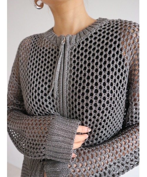 カーディガン Glitter Mesh Zip Cardigan レディース セール】Glitter Mesh Zip Cardigan（カーディガン/ボレロ