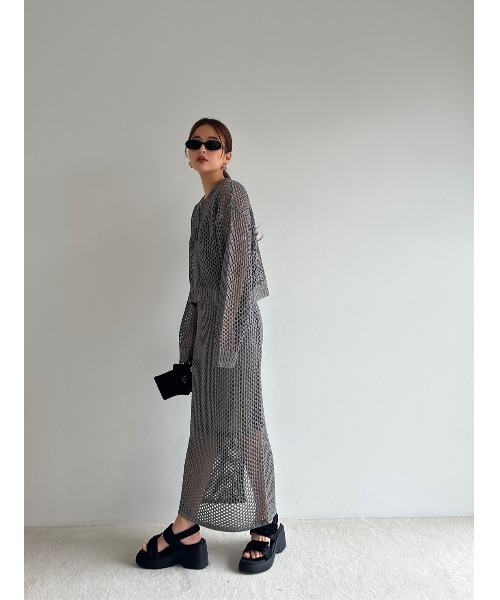 カーディガン Glitter Mesh Zip Cardigan レディース セール】Glitter Mesh Zip Cardigan（カーディガン/ボレロ