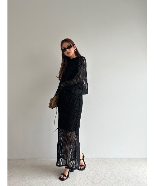 TRUNC（トランクエイティーエイト）の「Glitter Mesh Zip Cardigan（カーディガン/ボレロ・レディース・ブラック/チャコールグレー・FREE）」の12枚目の写真