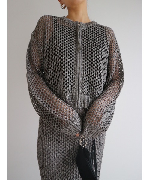 セール】Glitter Mesh Zip Cardigan（カーディガン/ボレロ