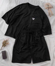 make a ray!（メイク ア レイ！）の「【83】【ルームウェア】ハートワンポイント&ショートパンツ サガラ刺繍 ラメ刺繍 セットアップ ワンマイルウェア 26SS（ルームウェア/パジャマ）」