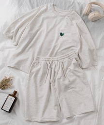 make a ray!（メイク ア レイ！）の「【83】【ルームウェア】ハートワンポイント＆ショートパンツ/サガラ刺繍/ラメ刺繍/セットアップ/ワンマイルウェア/26SS（ルームウェア/パジャマ）」