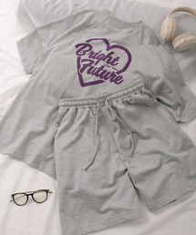make a ray!（メイク ア レイ！）の「【0】【上下2点セット】ハートロゴプリントTシャツ＆ショートパンツ ルームウェア 上下セットアップ 24SS（ルームウェア/パジャマ・メンズ）」