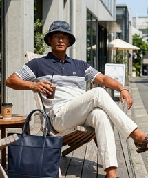 HANGTEN（ハンテン）の「【HANGTEN/ハンテン】スタンダードシルエットパネル切り替えデザインスラブ天竺プリントポロシャツ サーフブランド カジュアル ゴルフ スポーツ（ポロシャツ）」