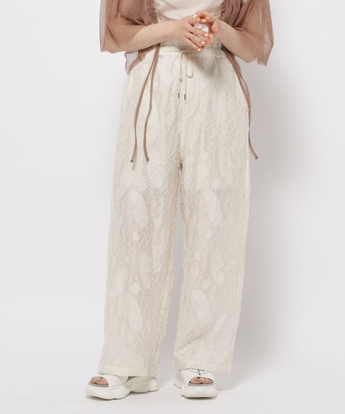 niko and...（ニコアンド）の「カッティングジャガードシアーパンツ（その他パンツ・レディース・グリーン/ブラック/アイボリー・FREE）」の3枚目の写真