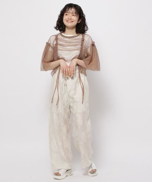 niko and...（ニコアンド）の「カッティングジャガードシアーパンツ（その他パンツ・レディース・グリーン/ブラック/アイボリー・FREE）」の17枚目の写真