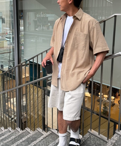 CANAL JEAN(キャナルジーン)の「choice_cnl ギンガムチェックオーバー半袖シャツ(シャツ/ブラウス・レディース・ブラック/ベージュ・ONE SIZE)」の21枚目の写真