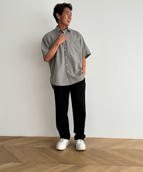 CANAL JEAN(キャナルジーン)の「choice_cnl ギンガムチェックオーバー半袖シャツ(シャツ/ブラウス・レディース・ブラック/ベージュ・ONE SIZE)」の19枚目の写真