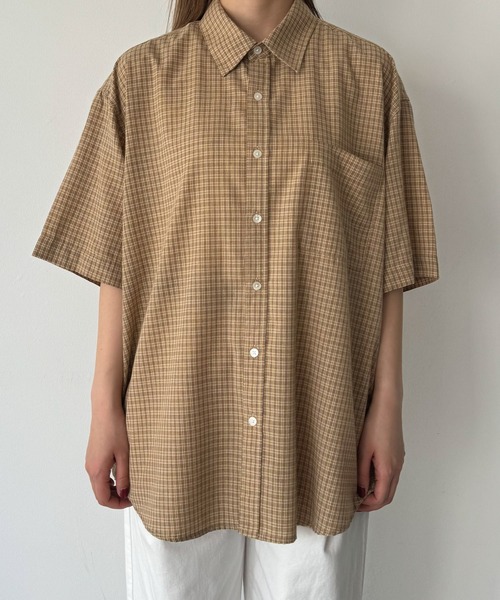 CANAL JEAN(キャナルジーン)の「choice_cnl ギンガムチェックオーバー半袖シャツ(シャツ/ブラウス・レディース・ブラック/ベージュ・ONE SIZE)」の17枚目の写真