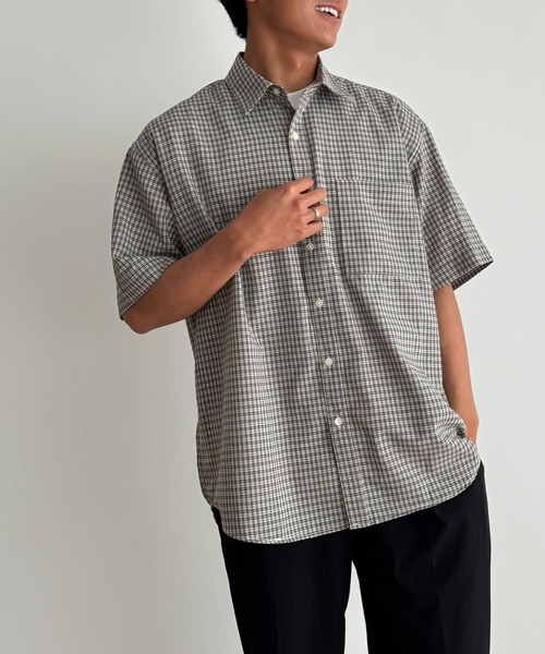 CANAL JEAN(キャナルジーン)の「choice_cnl ギンガムチェックオーバー半袖シャツ(シャツ/ブラウス・レディース・ブラック/ベージュ・ONE SIZE)」の22枚目の写真