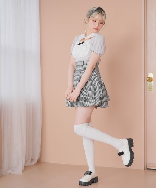 DearMyLoveRose（ディアマイラブローズ）の「襟付きリボンヨークカットトップス（Tシャツ/カットソー・レディース・ライトグレー/ベビーピンク/ブラック・MEDIUM/LARGE/LL/3L）」の15枚目の写真
