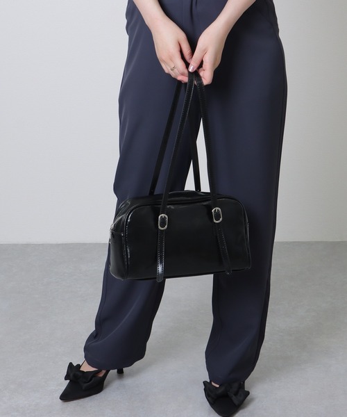 Lace Ladies（レースレディース）の「ロング ストラップ ボストン ショルダーバッグ（ボストンバッグ・レディース・ブラック/アイボリー・FREE）」の8枚目の写真