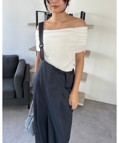 HANNE（アン）の「オフショルダーリブニットトップス（シャツ/ブラウス・レディース・グレー/ホワイト/ブラック・FREE）」の11枚目の写真