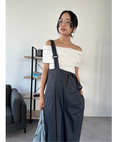 HANNE（アン）の「オフショルダーリブニットトップス（シャツ/ブラウス・レディース・グレー/ホワイト/ブラック・FREE）」の14枚目の写真