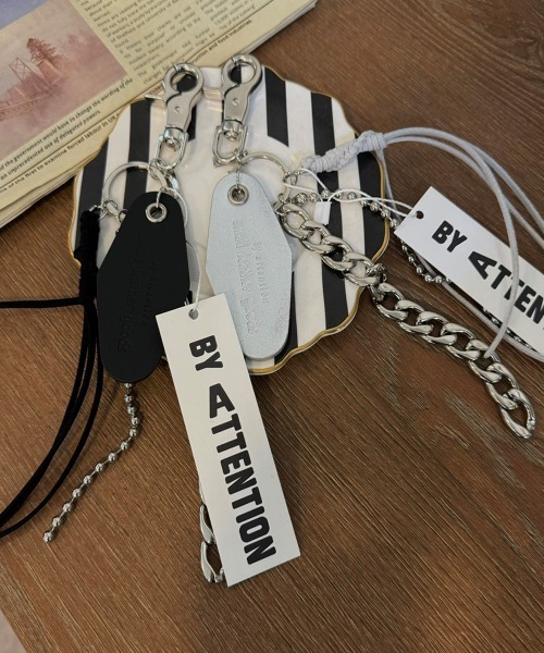 【セール】【BY ATTENTION】 ミックスチェーン リアルレザー キーリング（キーケース/キーアクセサリー）｜BY ATTENTION（バイアテンション）
