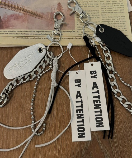 【セール】【BY ATTENTION】 ミックスチェーン リアルレザー キーリング（キーケース/キーアクセサリー）｜BY ATTENTION（バイアテンション）