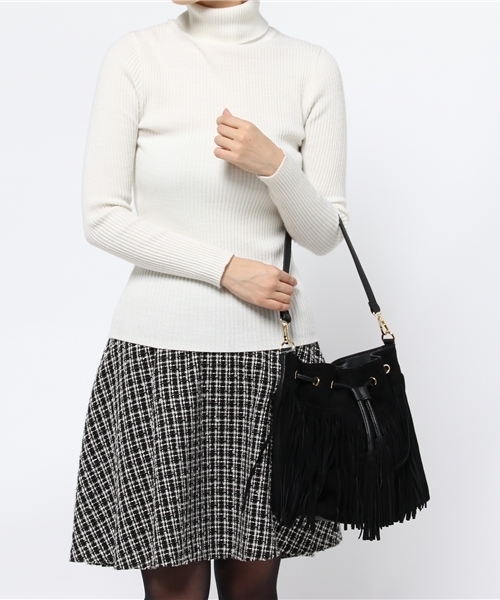 mystic（ミスティック）の「【mystic】スエードフリンジ巾着ショルダー（ショルダーバッグ・レディース・ブラック/キャメル/グレー・ﾌﾘ-）」の14枚目の写真