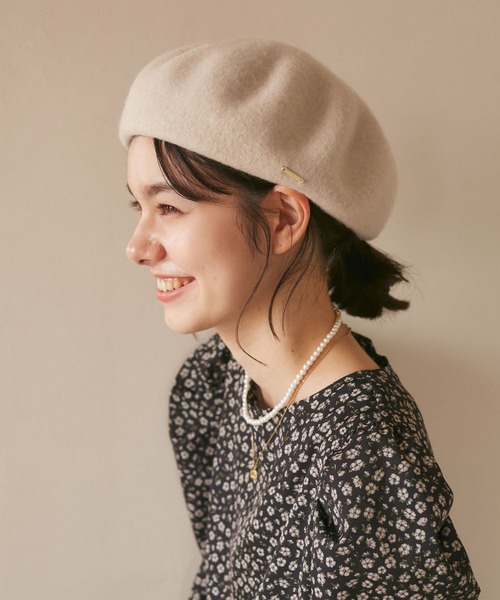 ROPE' PICNIC（ロペピクニック）の「プレート付きウールベレー帽/リンクコーデ（ハンチング/ベレー帽・レディース・ブラック/ベージュ系その他/ブルー系その他4・FREE）」の3枚目の写真