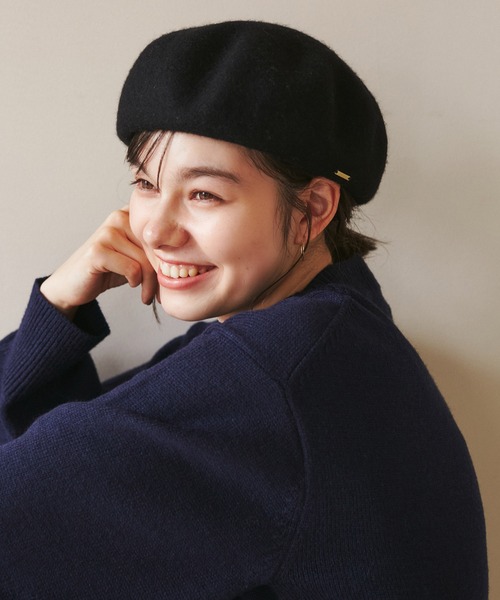 ROPE' PICNIC（ロペピクニック）の「プレート付きウールベレー帽/リンクコーデ（ハンチング/ベレー帽・レディース・ブラック/ベージュ系その他/ブルー系その他4・FREE）」の18枚目の写真