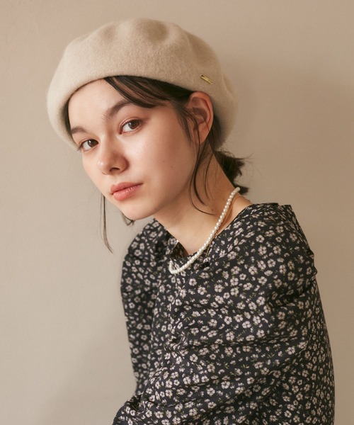 ROPE' PICNIC（ロペピクニック）の「プレート付きウールベレー帽/リンクコーデ（ハンチング/ベレー帽・レディース・ブラック/ベージュ系その他/ブルー系その他4・FREE）」の17枚目の写真