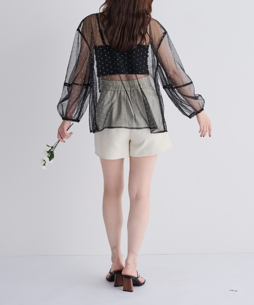 MERLOT(メルロー)の「ラメプリント2wayシアーブラウス(シャツ/ブラウス・レディース・ブラック/ベージュ・FREE)」の20枚目の写真