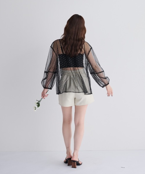 MERLOT(メルロー)の「ラメプリント2wayシアーブラウス(シャツ/ブラウス・レディース・ブラック/ベージュ・FREE)」の12枚目の写真