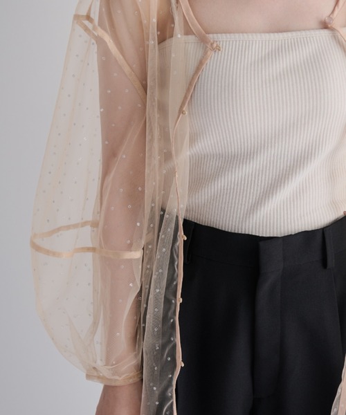 MERLOT(メルロー)の「ラメプリント2wayシアーブラウス(シャツ/ブラウス・レディース・ブラック/ベージュ・FREE)」の16枚目の写真