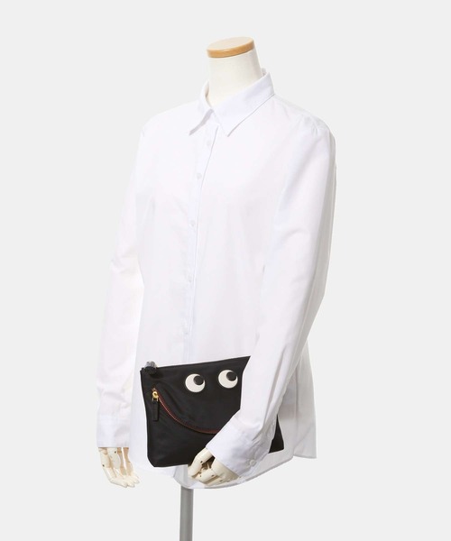 ANYA HINDMARCH アニヤ ハインドマーチ ハッピーアイズ ポーチ ANYA HINDMARCH ECONYL Regenerated Nylon in Black アニヤ