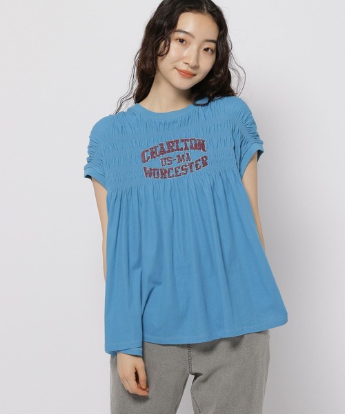 niko and...(ニコアンド)の「シャーリングプリントTシャツ(Tシャツ/カットソー・レディース・ネイビー/オフホワイト/レッド/ブルー・TALL/SHORT)」の20枚目の写真