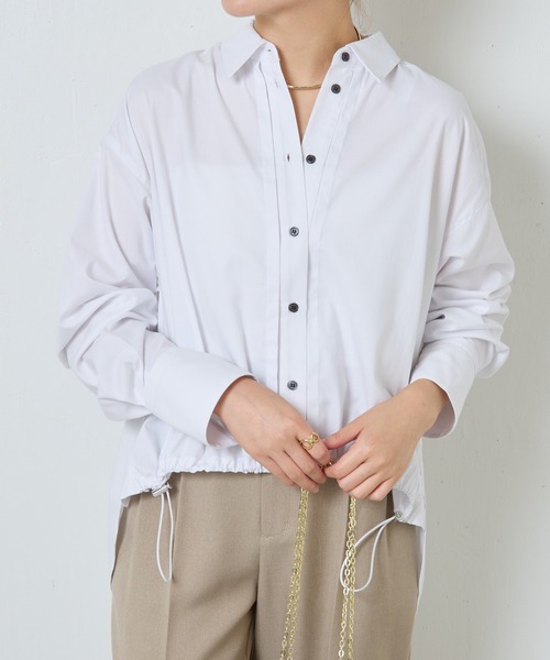 COLLAGE GALLARDAGALANTE（コラージュガリャルダガランテ）の「裾ドロストオックスシャツ（シャツ/ブラウス・レディース・パープル/オフホワイト/ブルー・FREE）」の19枚目の写真