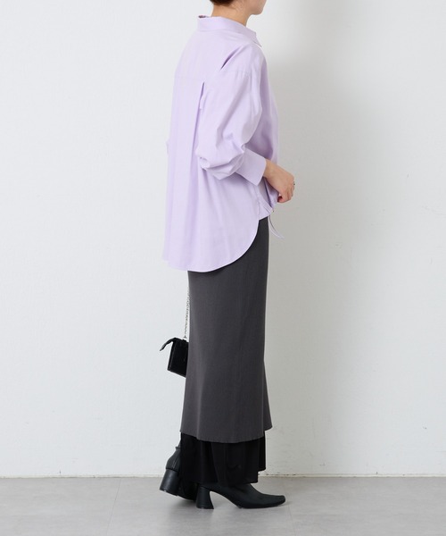 COLLAGE GALLARDAGALANTE（コラージュガリャルダガランテ）の「裾ドロストオックスシャツ（シャツ/ブラウス・レディース・パープル/オフホワイト/ブルー・FREE）」の8枚目の写真